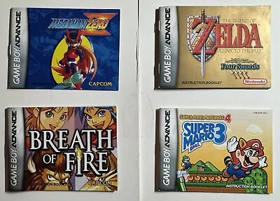 Game Boy Advance 4 Manual Lot Mega Man Zelda Breath Of Fire Super Mario.. • $30