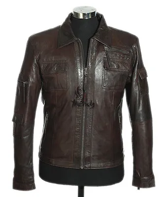 Men's MELVIN Brown New Smart Casual Real Soft Waxed Leather Shirt Style Jacket • £119.99