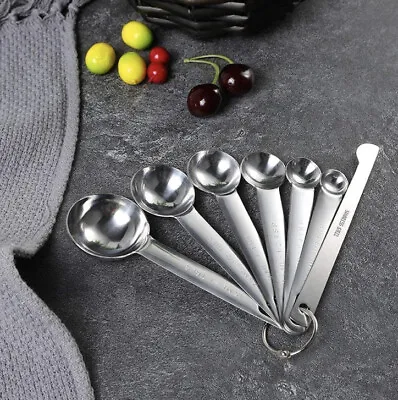 £8.55 • Buy Premium Stainless Steel Measuring Cups And 6 Measuring Spoons With Leveler