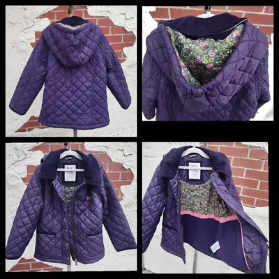 5-6Y Mini Boden Girls Quilted Purple Hooded Jacket 5 6 Years • $24.99