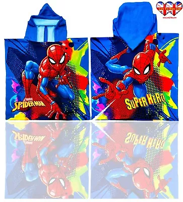 Official Spiderman Poncho TowelBath Hooded TowelSwimming PoolBeach Towel • £12.99