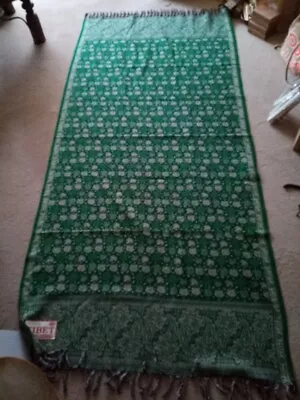 Yak Wool Shawl Green Leaves Design Large Clothing Accessories • £25