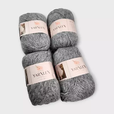 NEW (4) YarXlex 100% Angora Rabbit Hair Yarn Knitting Gray Bundle • $21