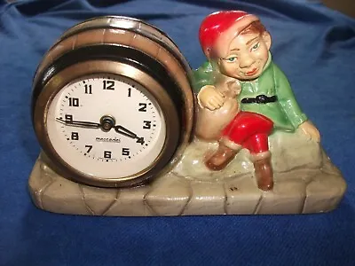Vintage  Mercedes Clock - Elf W/ Jug By Barrel Figural - Keeps Accurate Time • $19.99