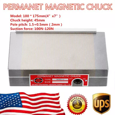 Rectangular Standard Permanent Magnetic Chuck Surface Grinder Magnetic 4 X7  NEW • $89