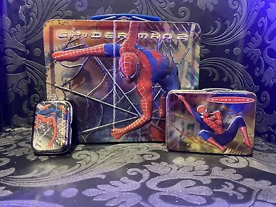 Vintage 2004 Hot Shots Spider-Man 2 Metal Collectors Lunchbox And Original Tins  • $49.99