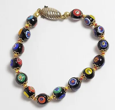 Millefiori Glass Beads Bracelet • $24