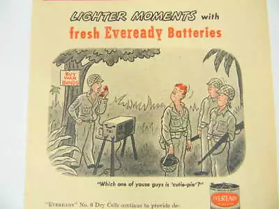 Eveready Batteries Dry Cell WWII Buy War Bonds 1945 Vtg Print Ad National Carbon • $11.95