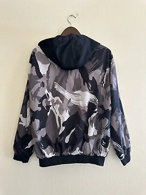 Reversible Camo & Black Windbreaker Hoodie  Maple Leaf Logo Size L • $22