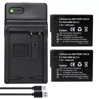 2x DMW-BLC12 BLC12E Battery+USB Charger For Panasonic Lumix DMC-G85FZ200FZ1000 • $37.84