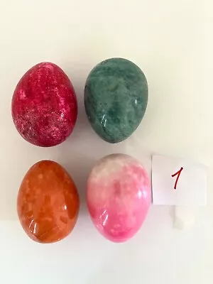 Vintage Alabaster Marble Eggs Easter Colorful Stone Decorative Spring Set Of 4 • $21.99