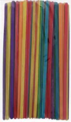 100 Wooden Multicoloured Lollypop Sticks Lolly Pop Style Long Plain Easter • £3.99