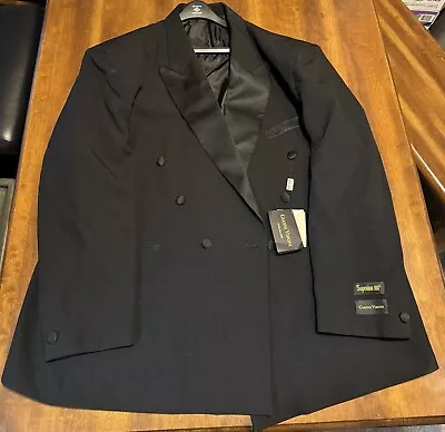 New Gianni Vironi Men’s 56R/52W Surperior 100s Black Suit Jacket #747X  • $1