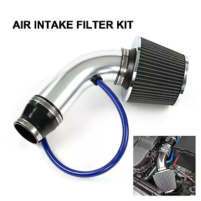 Silver 3  Cold Air Intake Filter Induction Kits Pipe Power Flow Hose System Cars • $37.59