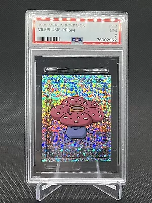 1999 Topps Pokémon Vileplume Prism Holo Merlin PSA 7 Rare POP 6 Sticker Vintage • $5.50