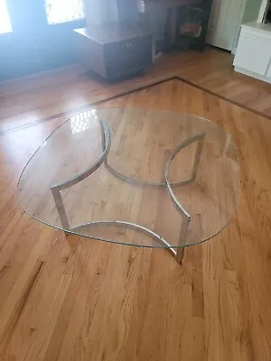 Mid-Century Modern Dassas Chrome And Thick Glass Coffee Table 1963. Houston TX • $785