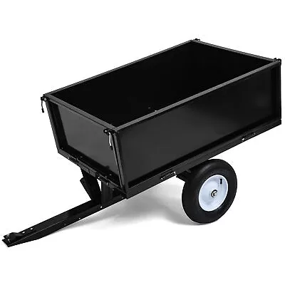 Steel Dump Cart Tow Behind Lawn Dump Cart For Lawn Tractor 500LBS Black • $198.32