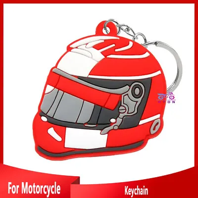 Motorcycle Keychain Helmet Key Chain Red White Rubber For YAMAHA KAWASAKI • $2.99