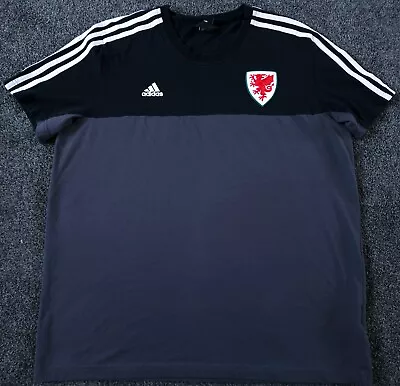 FAW Wales Football/ Adidas - 2020-21 Grey/ Black T Shirt GK6314 - XL EXTRA LARGE • £15