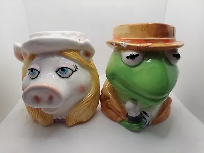 Vintage Sigma Tastesetter Ceramic Mugs Cups KERMIT FROG & MISS PIGGY Muppet News • $25