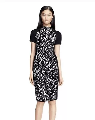 Tory Burch Gemma Sweater Dress Merino Wool Black Dotted Pony XS NEW WITH TAG • $85