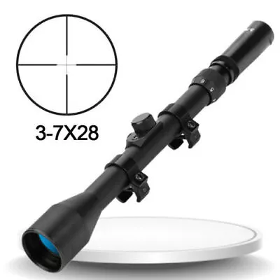 3-7X28 Scope With Ring Mounts For Hunting Rifle / Air Gun / Crossbow • $15.99