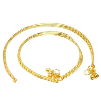 $28.48 • Buy Indian Style Women's Thin Size Golden Gold Plated Brass Kolusu Ghungroo Set
