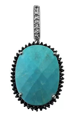 Gift For Women Indian Handmade Jewelry Pendant 18k White Gold Turquoise Gemstone • $1345.12