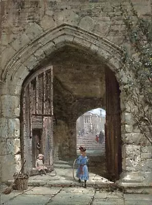 Louise Rayner (1832-1924) - Watercolour Painting - Haddon Hall North Entrance • £3450