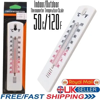 WALL THERMOMETER - Indoor Outdoor Greenhouse Garden Home Office Room Temperature • £2.35