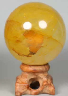 NATURAL Yellow PHANTOM MULTI-INCLUSIONS Rainbow CRYSTAL Polishing Sphere Ball • $15.99