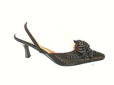 $29 • Buy John Fashion Brown Embroidered Beads Flowers Pump Heels Shoes Womens 10 (SW17)pm