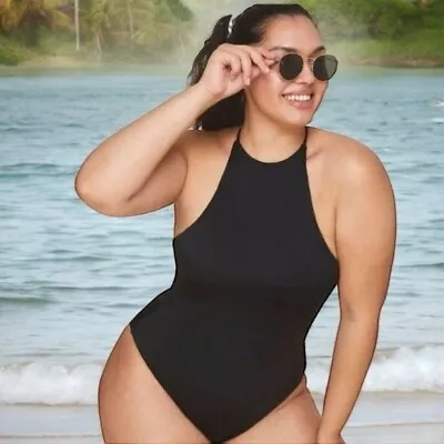 NEW Andie Swim The Asbury One Piece  Glossy Eco Nylon Black Classic Medium NWT • $38