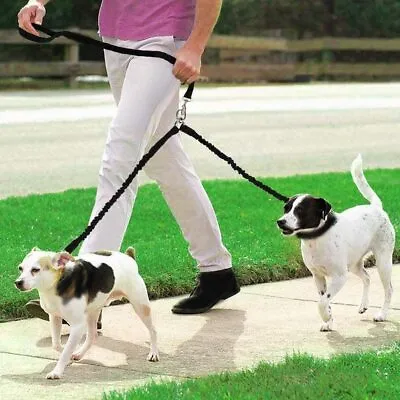 $14.79 • Buy Double Dog Coupler Twin Dual Lead 2 Way Two Pet Dogs Walking Safety Nylon Leash