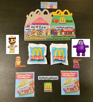 McDonalds Adult Happy Meal SEALED Cactus Buddy & Grimace + 2 CPFM Boxes & Flyers • $37.95