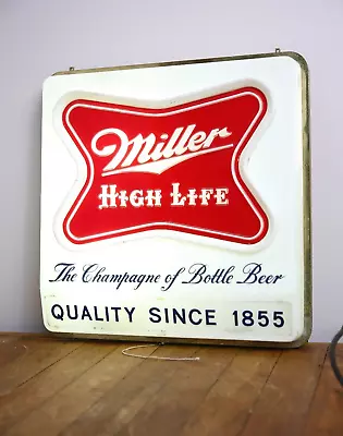 Vintage 1957 Miller High Life Beer Light Up Sign Brewery Champagne Bottle Bar • $499.99