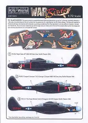 Kits World Decals 1/72 NORTHROP P-61 BLACK WIDOW • $12.99