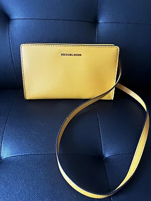 Michael Kors Jet Set Item Mustard Yellow Crossbody Bag NEW Leather Bag • $88