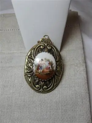 Locket Handpainted Porcelain Miniature Superb Large Antique Belle Epoque C1920 • $195