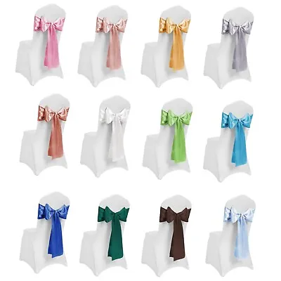 £59.99 • Buy Wedding Satin Sashes For Chair Cover Bow Sash WIDER FULLER BOWS Party Decor