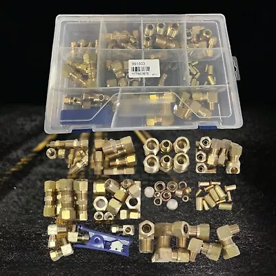 Air Brake Line Fitting Kit DOT 1/8  1/4  3/8  1/2  Nylon Tube Cutter 84 Pieces • $57.99