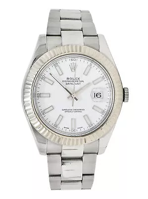 Rolex Datejust II 116334 41mm Automatic 18 Karat White Gold Steel Watch • $10230