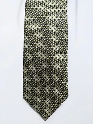 Vanners Classic Jacquard Silk Tie. Yellow And Navy Geometric. • £19.99