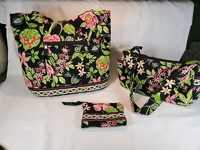 Vera Bradley Botanica Small Tote Bag Shoulder Bag And Coin Purse Lot Of 3  • $46