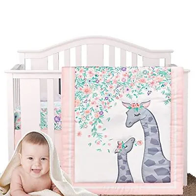  Baby Girl Crib Bedding Sets Crib Set For Girls Mini Floral Pink Giraffe • $52.85