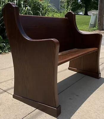 Antique Vintage Dark Oak Church Pew 4 Footer Nice! • $499