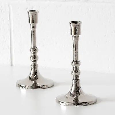 £32.99 • Buy Set Of 6 Silver Candlesticks 18cm Taper Candle Holders Vintage Style Home Decor