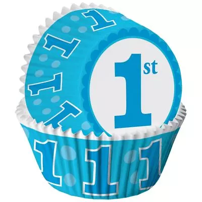 First Birthday Boy Blue 75 Ct Baking Cups Cupcakes Liners • $4.79