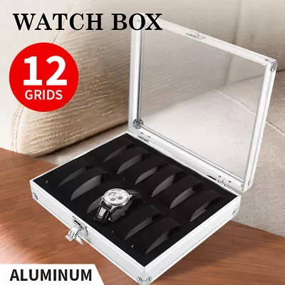 VIVVA 12 Grids Carbon Fiber Aluminum Watch Box Storage Holder Case Display • $19.90
