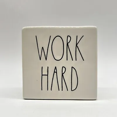 Rae Dunn Work Hard Be Brave Ceramic Paperweight Desk Home Decor Office Gift • $12.99